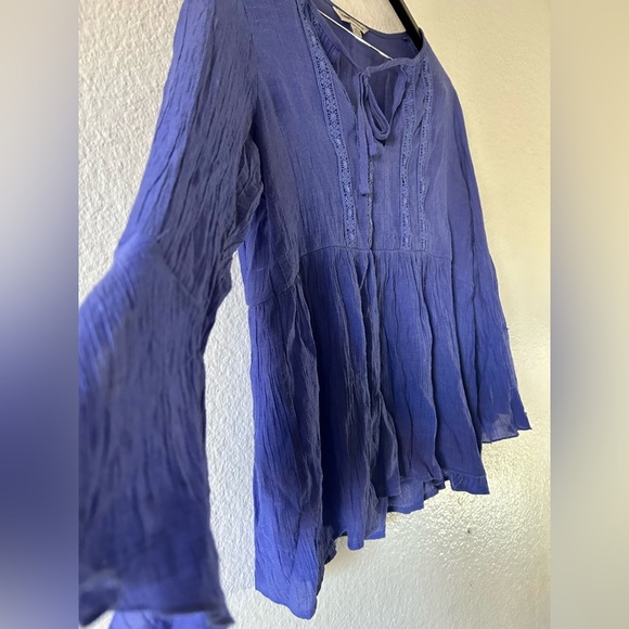 Counterparts Blue Whimsical Bell Sleeve Blouse Embroidered Medium Fairy Cottage - Picture 8 of 16